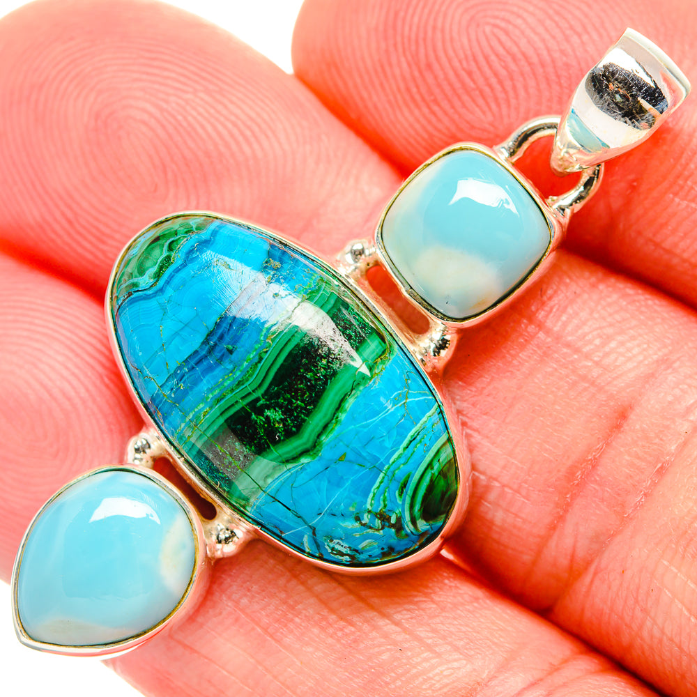 Malachite In Chrysocolla Pendants handcrafted by Anasilvercos - PD33526