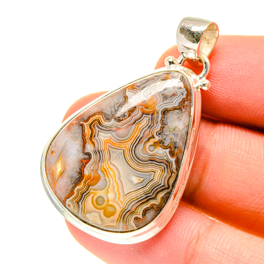 Crazy Lace Agate Pendants handcrafted by Anasilvercos - PD3354