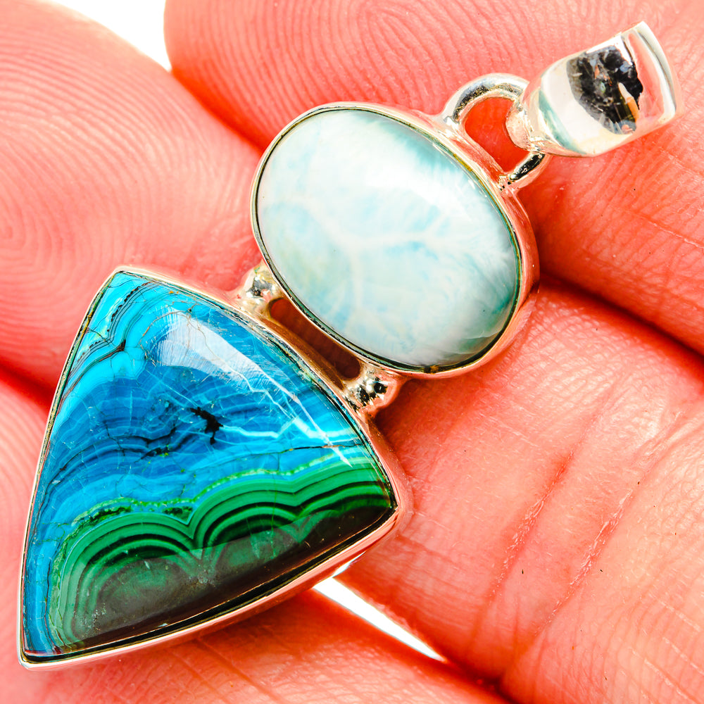 Malachite In Chrysocolla Pendants handcrafted by Anasilvercos - PD33544