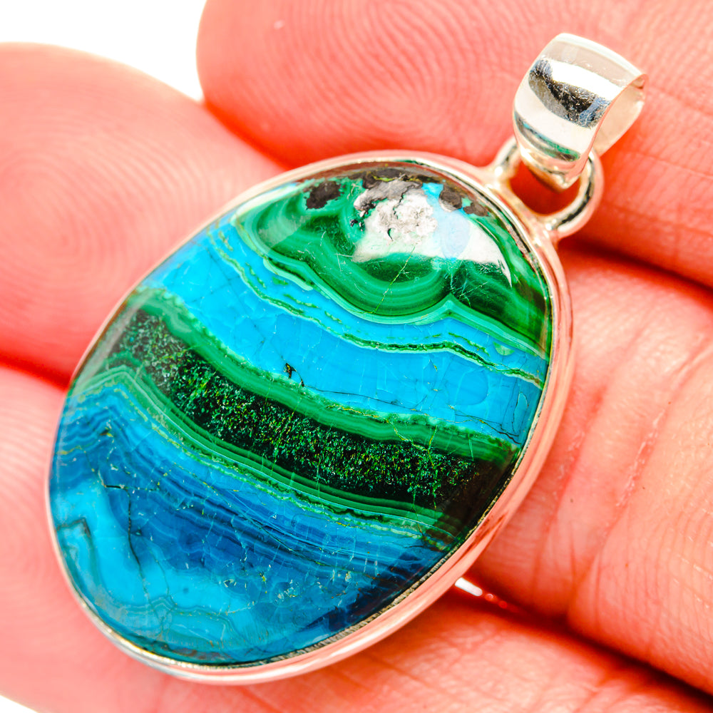 Malachite In Chrysocolla Pendants handcrafted by Anasilvercos - PD33545