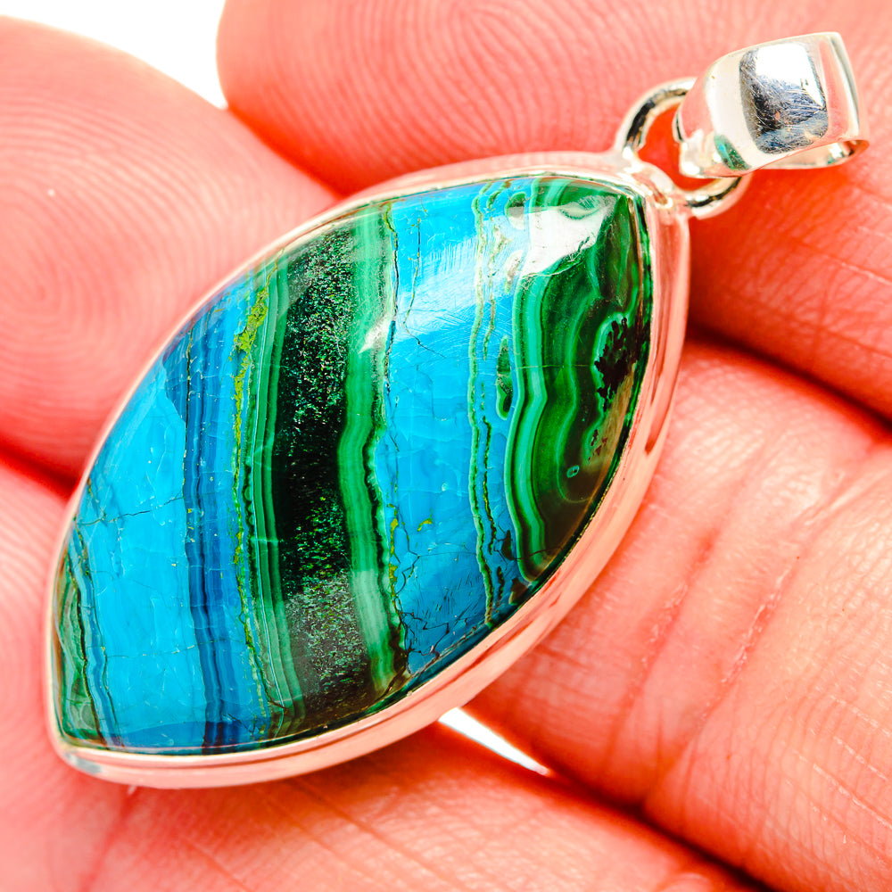 Malachite In Chrysocolla Pendants handcrafted by Anasilvercos - PD33553