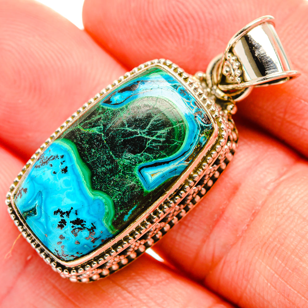 Malachite In Chrysocolla Pendants handcrafted by Anasilvercos - PD33562
