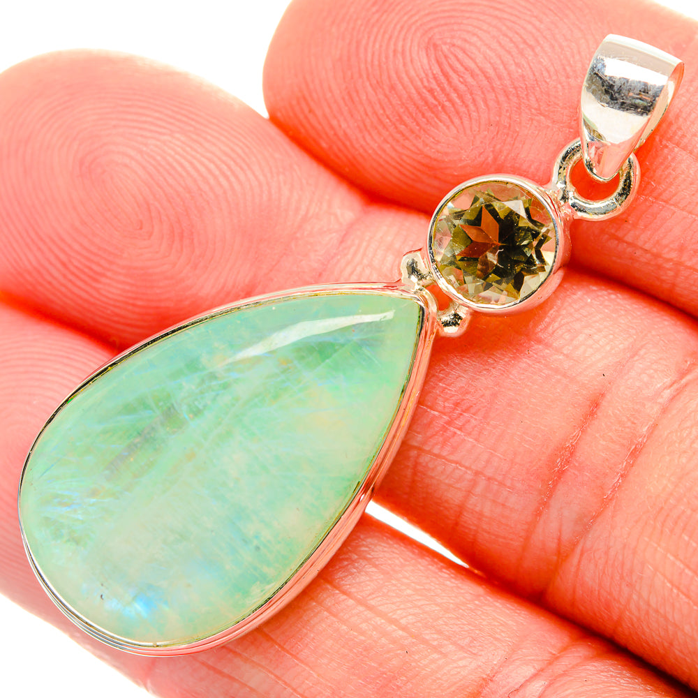 Green Moonstone Pendants handcrafted by Anasilvercos - PD33595