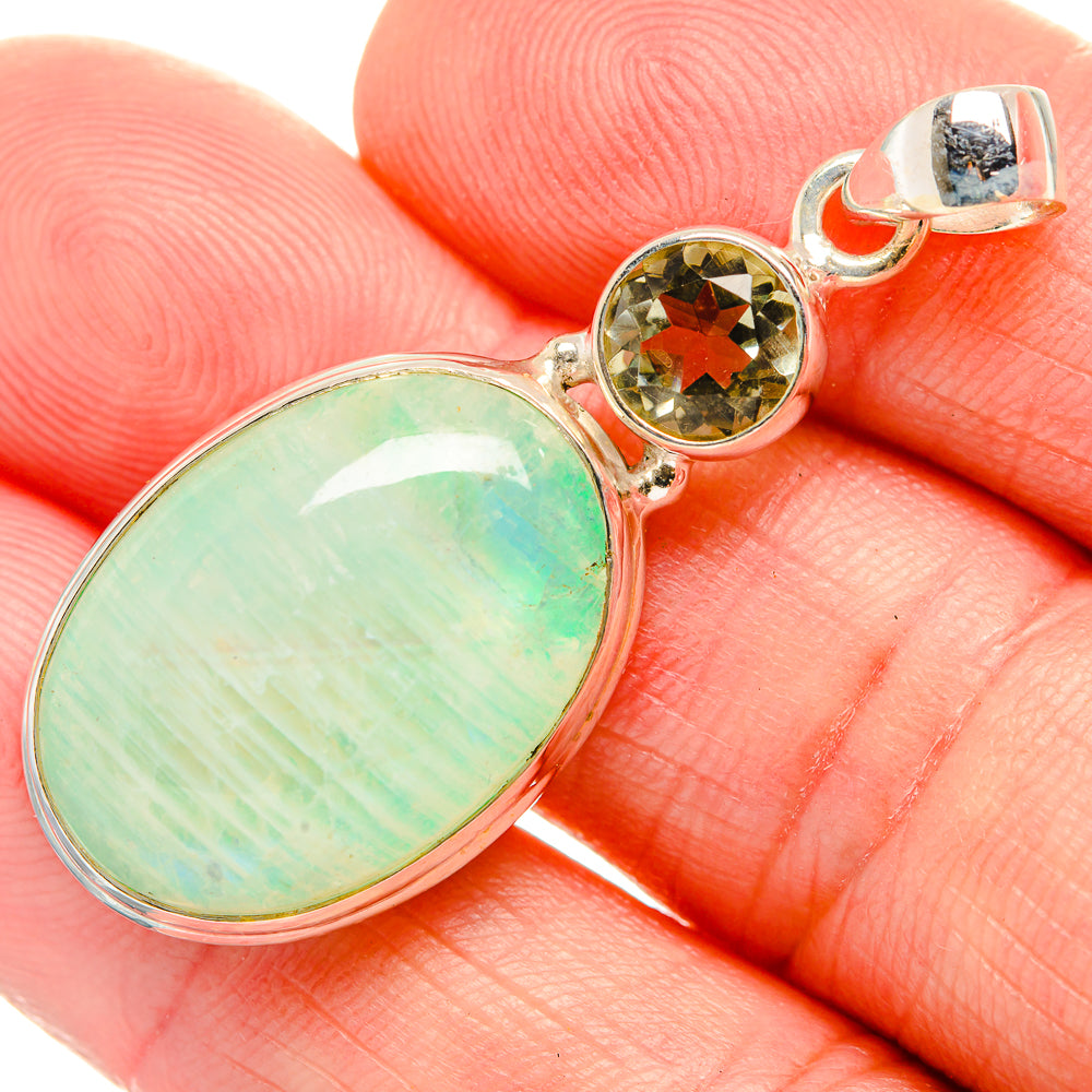 Green Moonstone Pendants handcrafted by Anasilvercos - PD33596