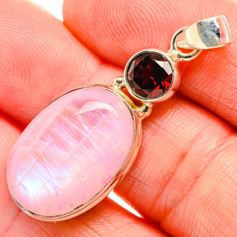 Pink Moonstone Pendants handcrafted by Anasilvercos - PD33612