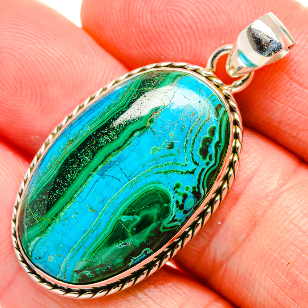 Malachite In Chrysocolla Pendants handcrafted by Anasilvercos - PD33634