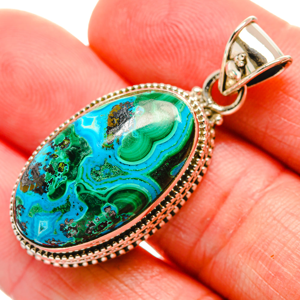 Malachite In Chrysocolla Pendants handcrafted by Anasilvercos - PD33640