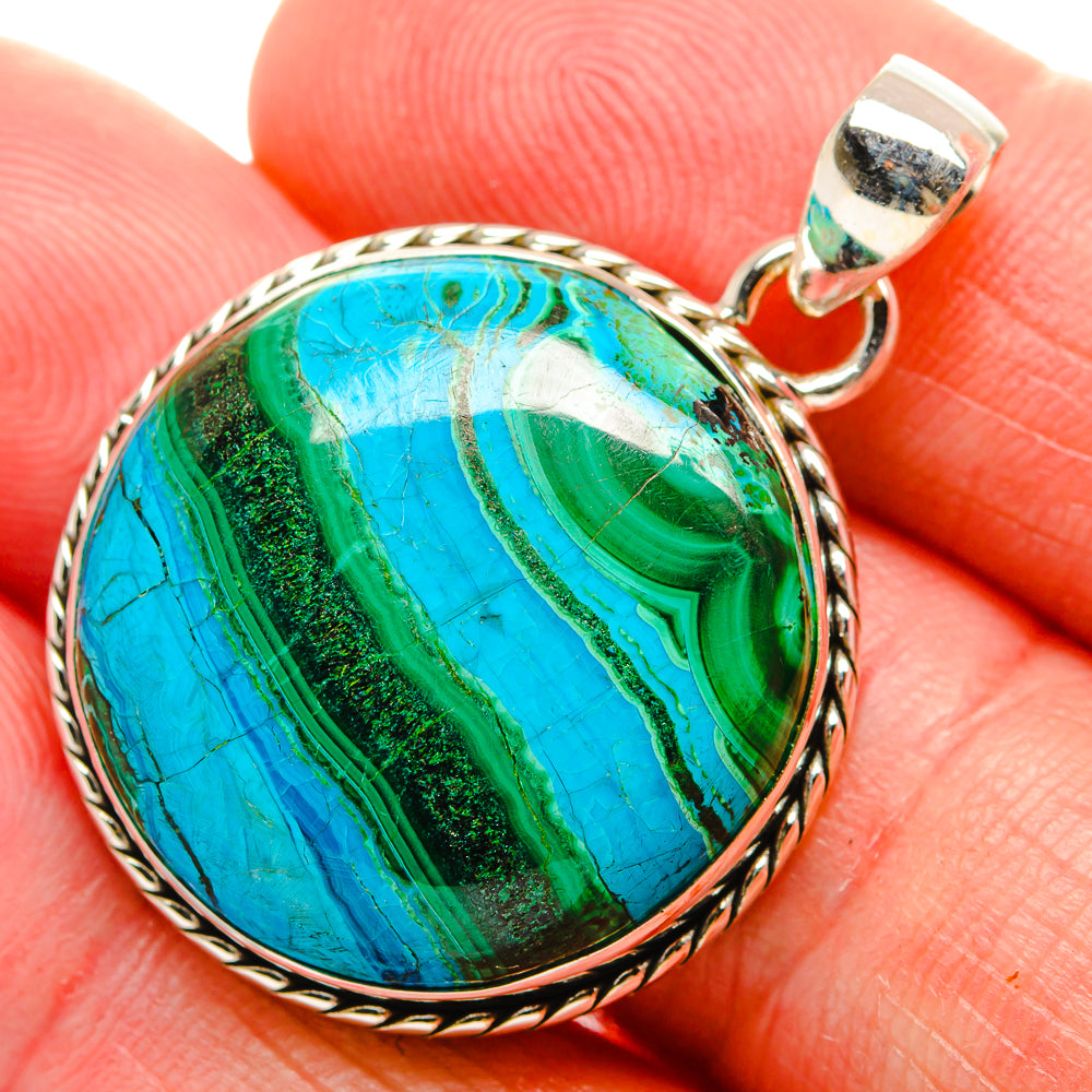 Malachite In Chrysocolla Pendants handcrafted by Anasilvercos - PD33641