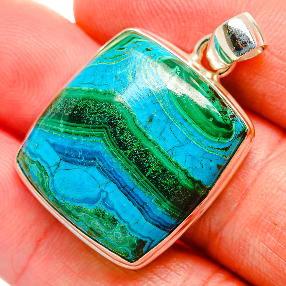 Malachite In Chrysocolla Pendants handcrafted by Anasilvercos - PD33648