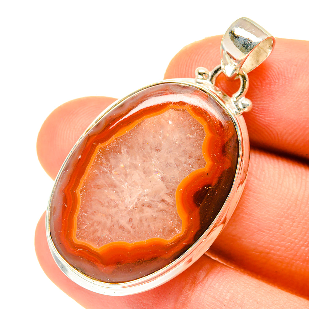 Red Geode Slice Pendants handcrafted by Anasilvercos - PD3365