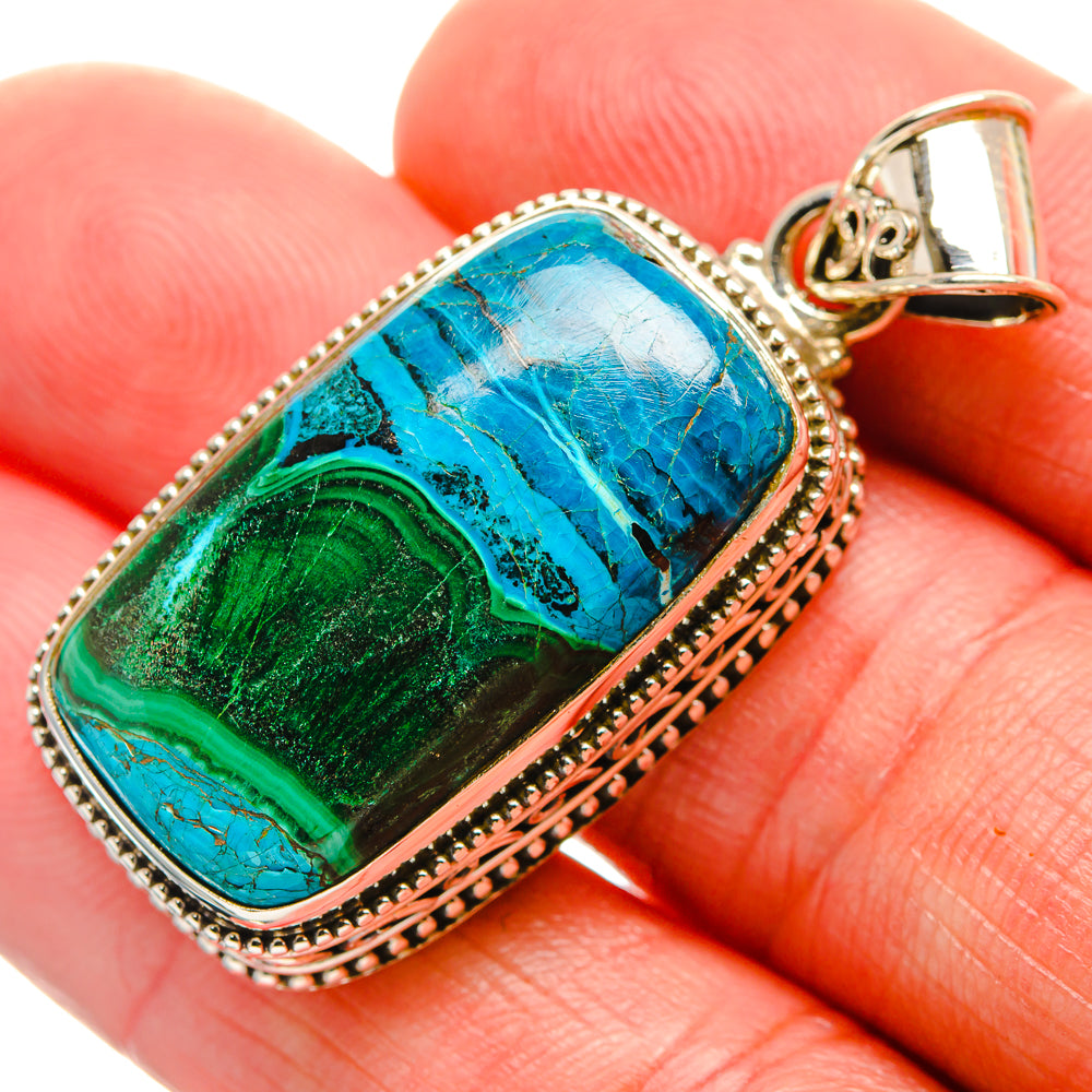 Malachite In Chrysocolla Pendants handcrafted by Anasilvercos - PD33652