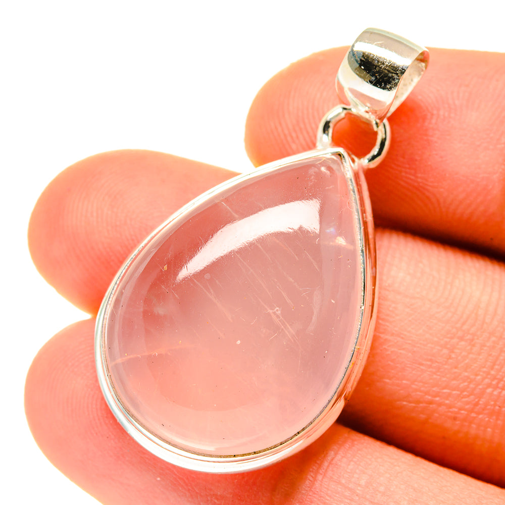 Rose Quartz Pendants handcrafted by Anasilvercos - PD3366