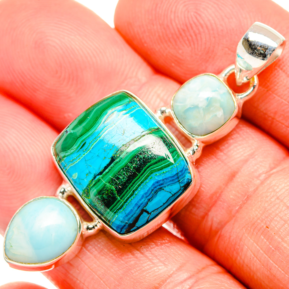 Malachite In Chrysocolla Pendants handcrafted by Anasilvercos - PD33677