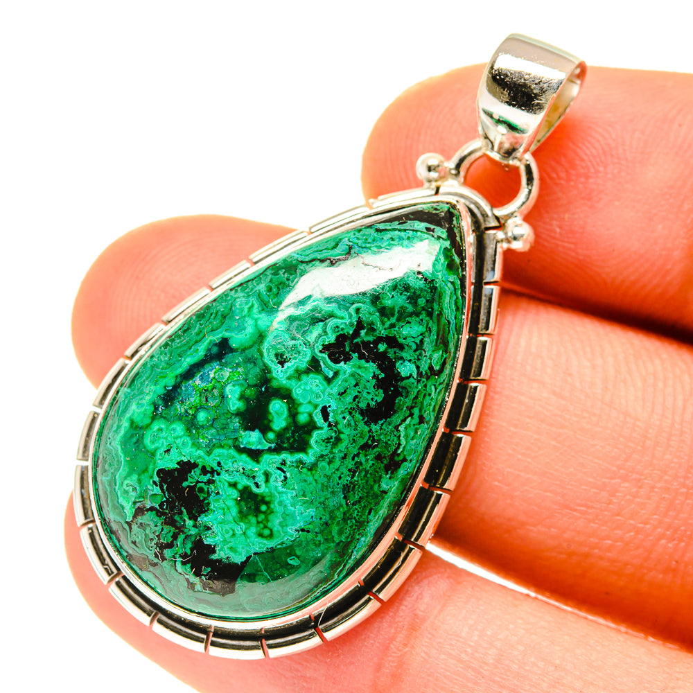 Malachite In Chrysocolla Pendants handcrafted by Anasilvercos - PD3369