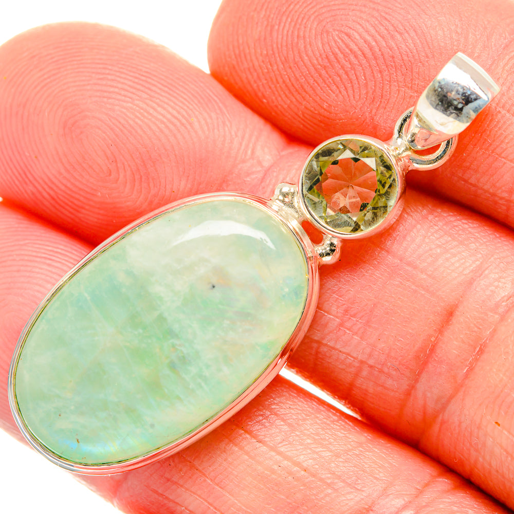 Green Moonstone Pendants handcrafted by Anasilvercos - PD33704