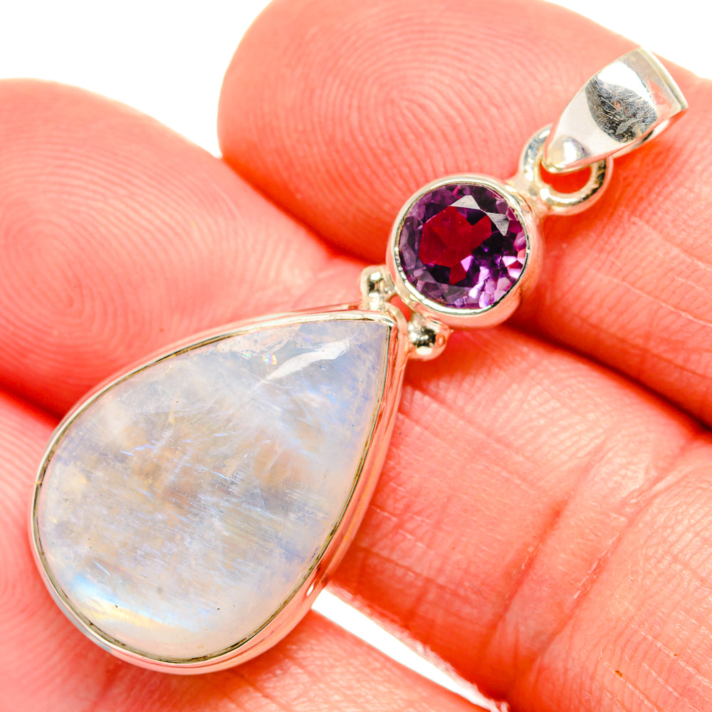 Rainbow Moonstone Pendants handcrafted by Anasilvercos - PD33705