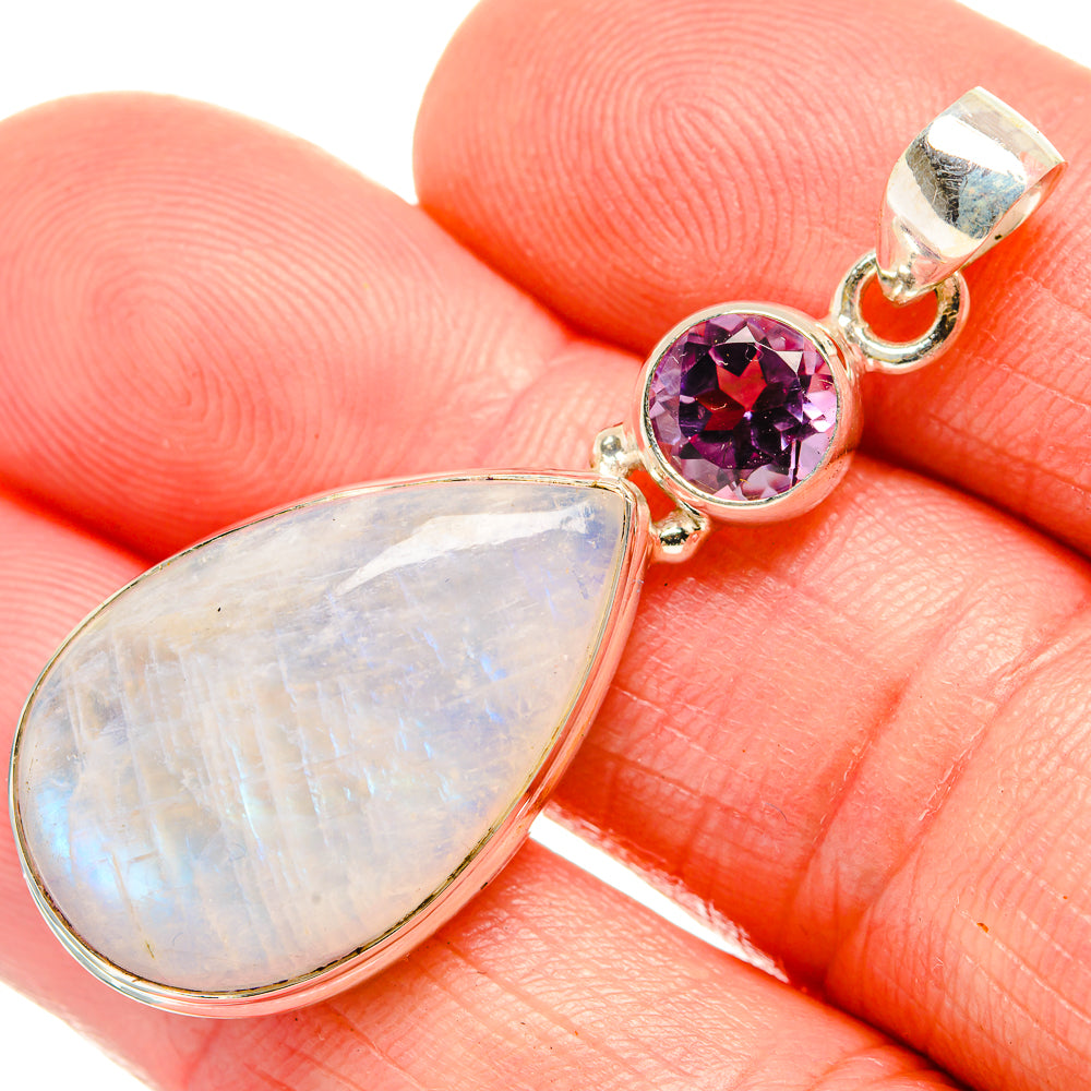Rainbow Moonstone Pendants handcrafted by Anasilvercos - PD33706