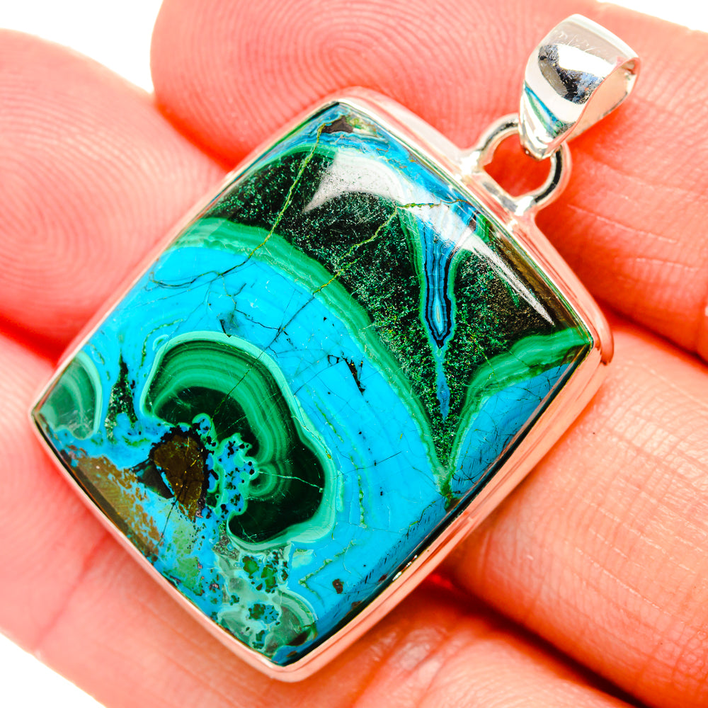 Malachite In Chrysocolla Pendants handcrafted by Anasilvercos - PD33714