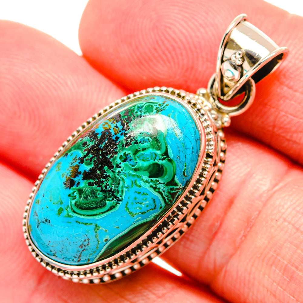 Malachite In Chrysocolla Pendants handcrafted by Anasilvercos - PD33726