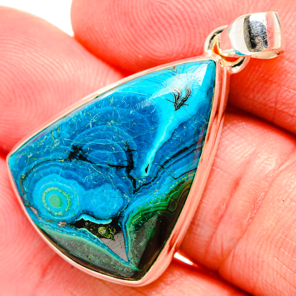 Malachite In Chrysocolla Pendants handcrafted by Anasilvercos - PD33729