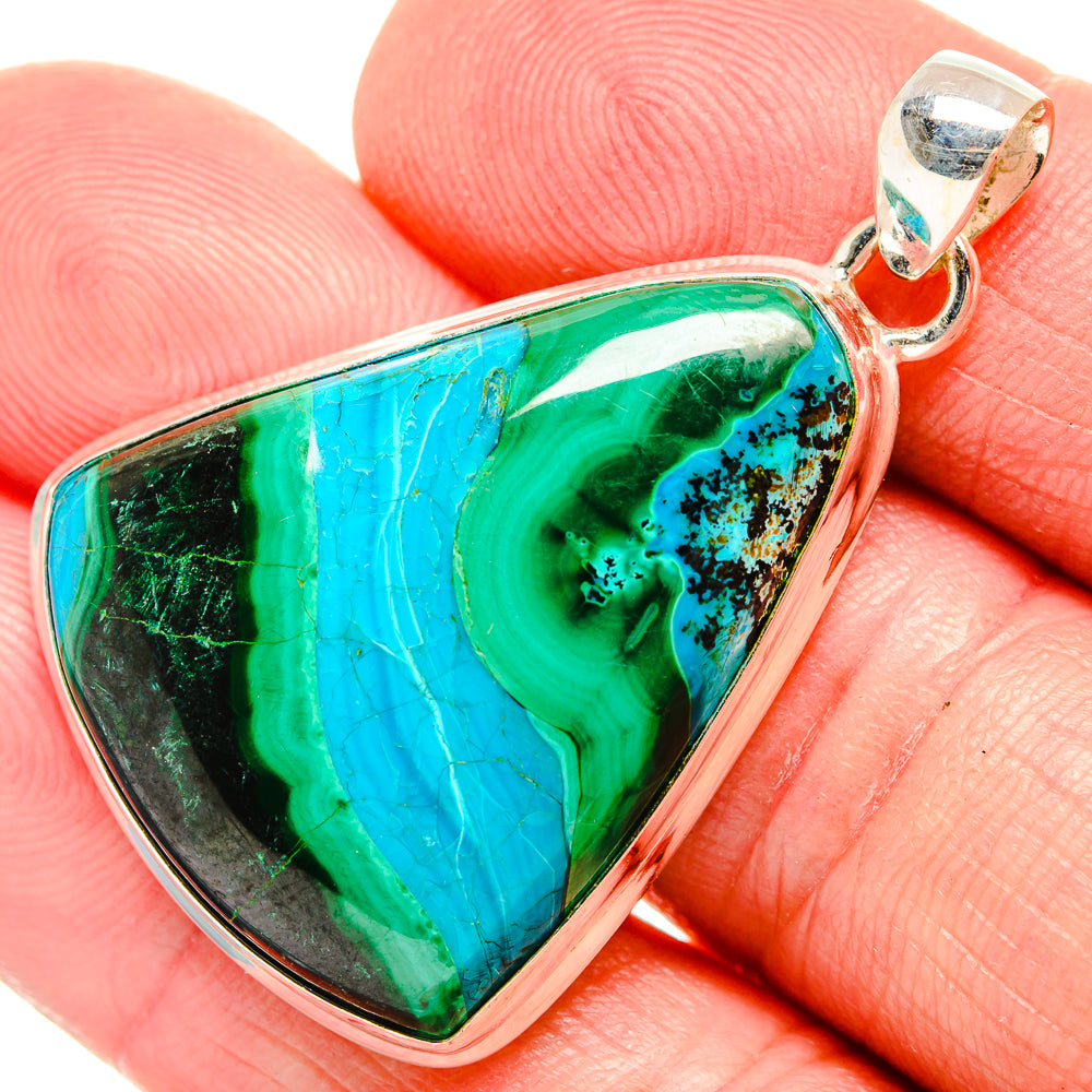 Malachite In Chrysocolla Pendants handcrafted by Anasilvercos - PD33741