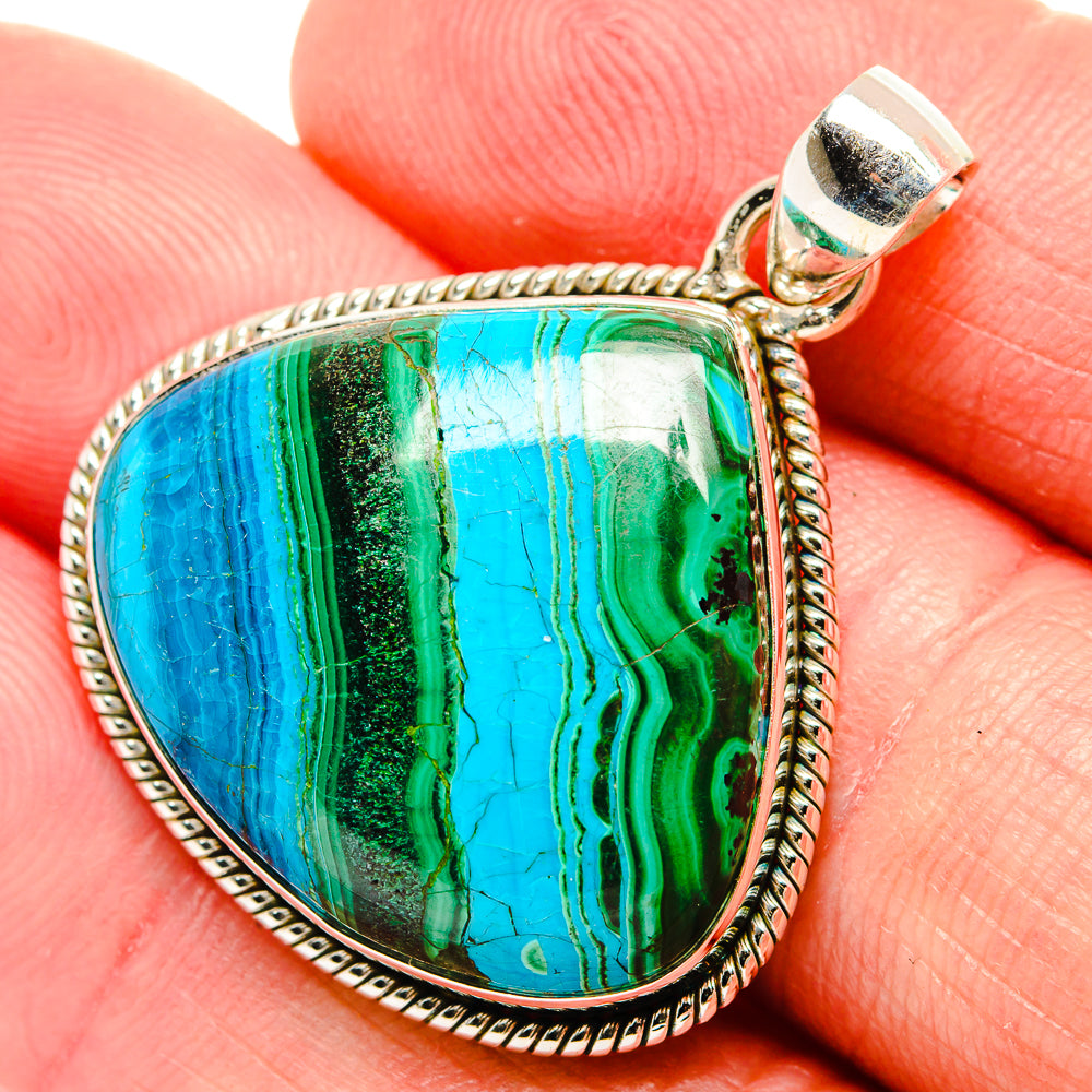 Malachite In Chrysocolla Pendants handcrafted by Anasilvercos - PD33751