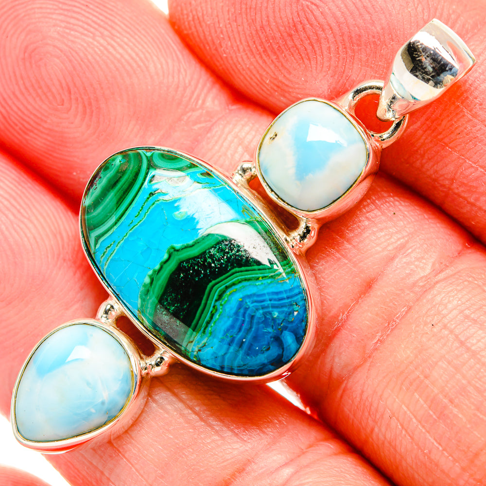 Malachite In Chrysocolla Pendants handcrafted by Anasilvercos - PD33758