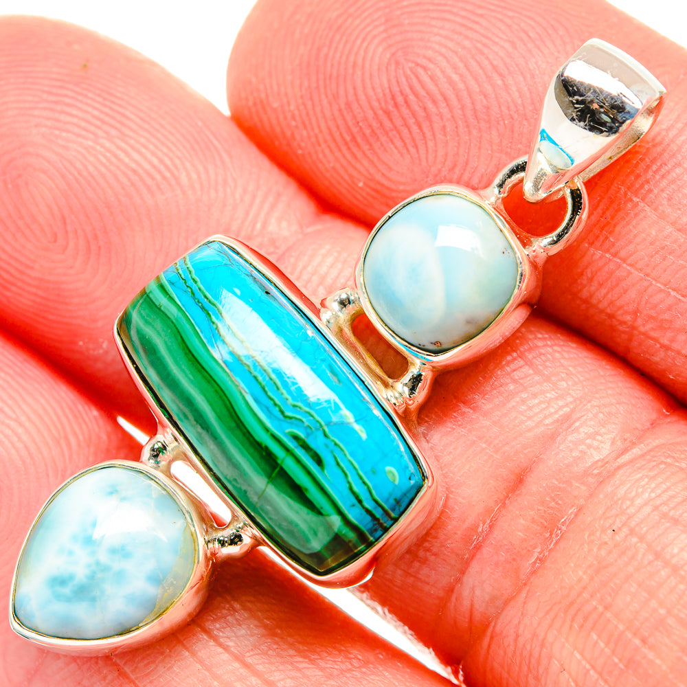 Malachite In Chrysocolla Pendants handcrafted by Anasilvercos - PD33764