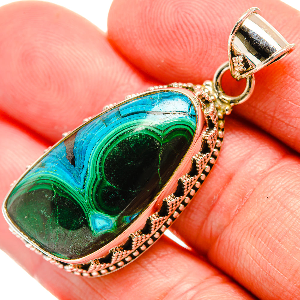Malachite In Chrysocolla Pendants handcrafted by Anasilvercos - PD33765