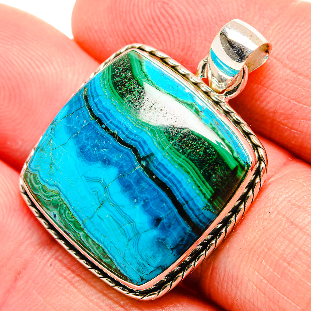 Malachite In Chrysocolla Pendants handcrafted by Anasilvercos - PD33770