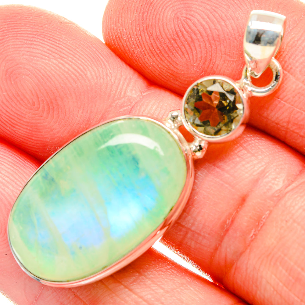 Green Moonstone Pendants handcrafted by Anasilvercos - PD33794