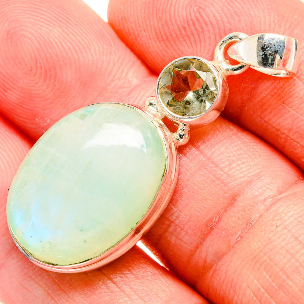 Green Moonstone Pendants handcrafted by Anasilvercos - PD33796