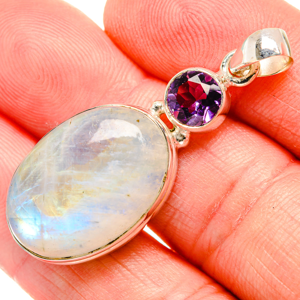 Rainbow Moonstone Pendants handcrafted by Anasilvercos - PD33799