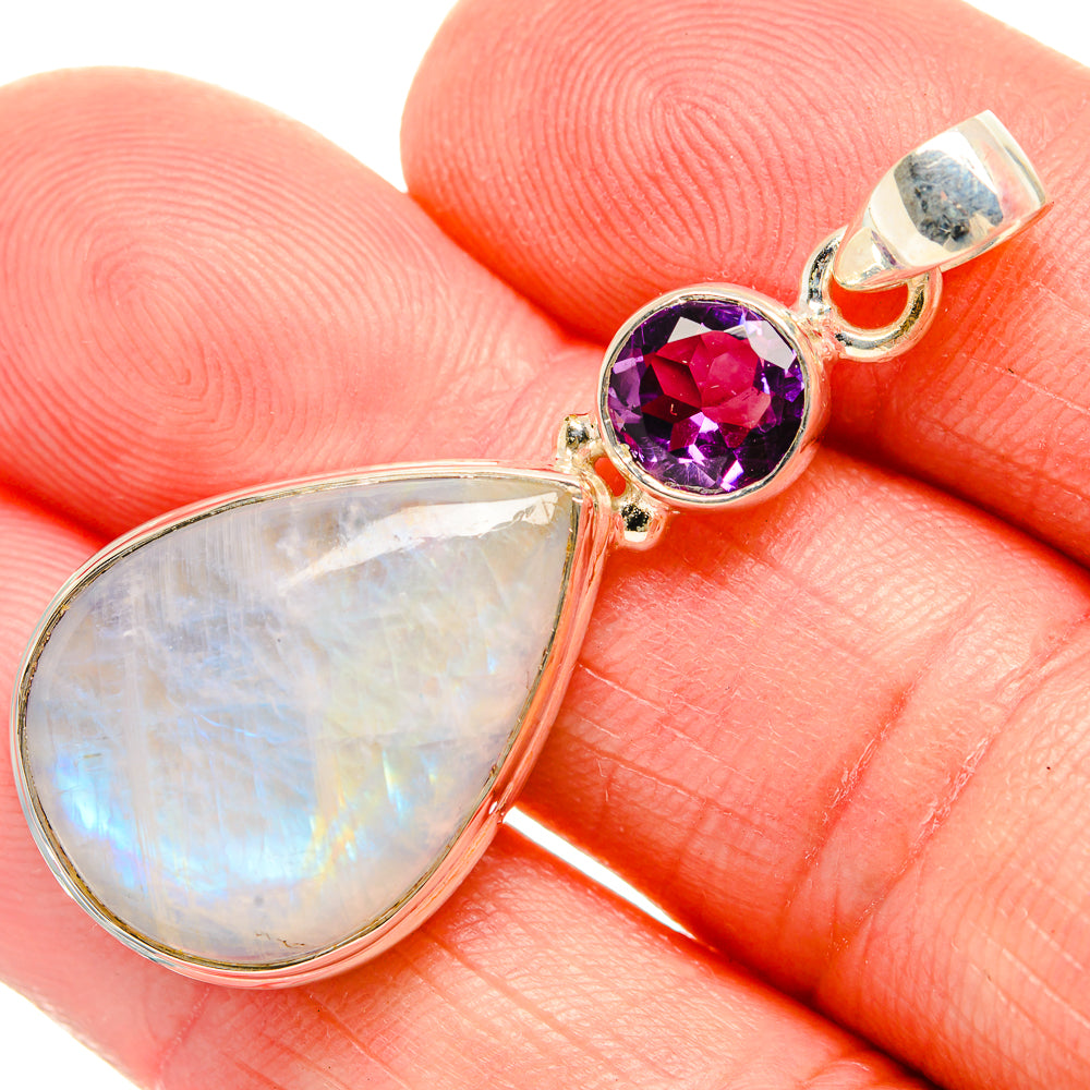 Rainbow Moonstone Pendants handcrafted by Anasilvercos - PD33800