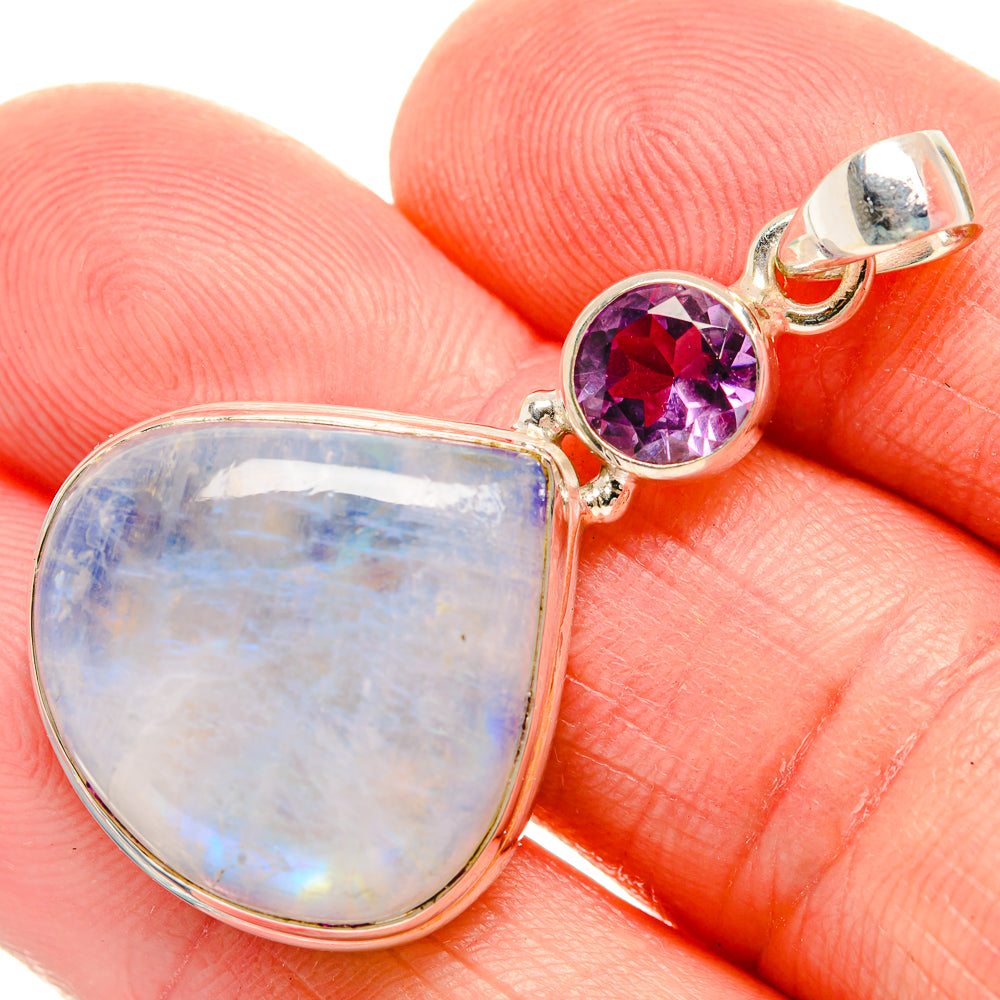 Rainbow Moonstone Pendants handcrafted by Anasilvercos - PD33801