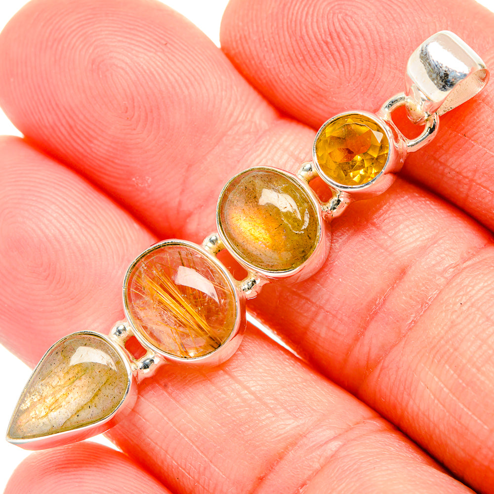 Rutilated Quartz Pendants handcrafted by Anasilvercos - PD33812