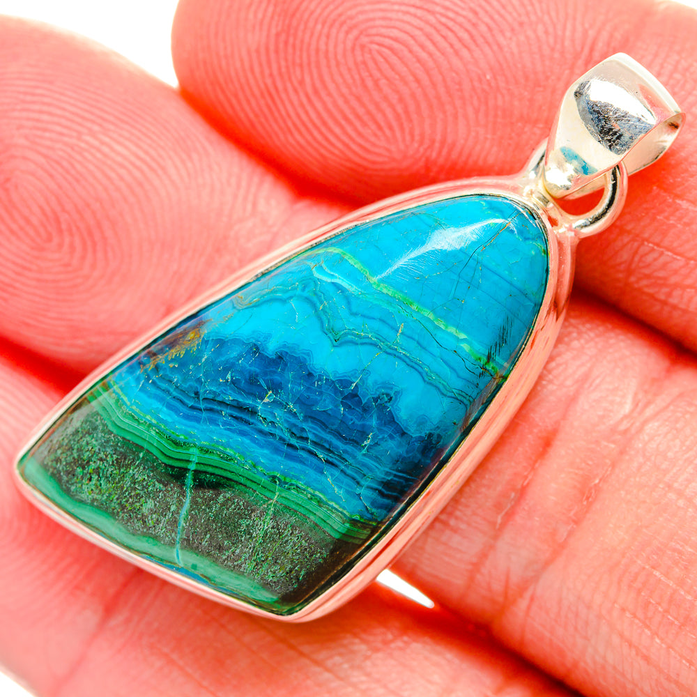 Malachite In Chrysocolla Pendants handcrafted by Anasilvercos - PD33820