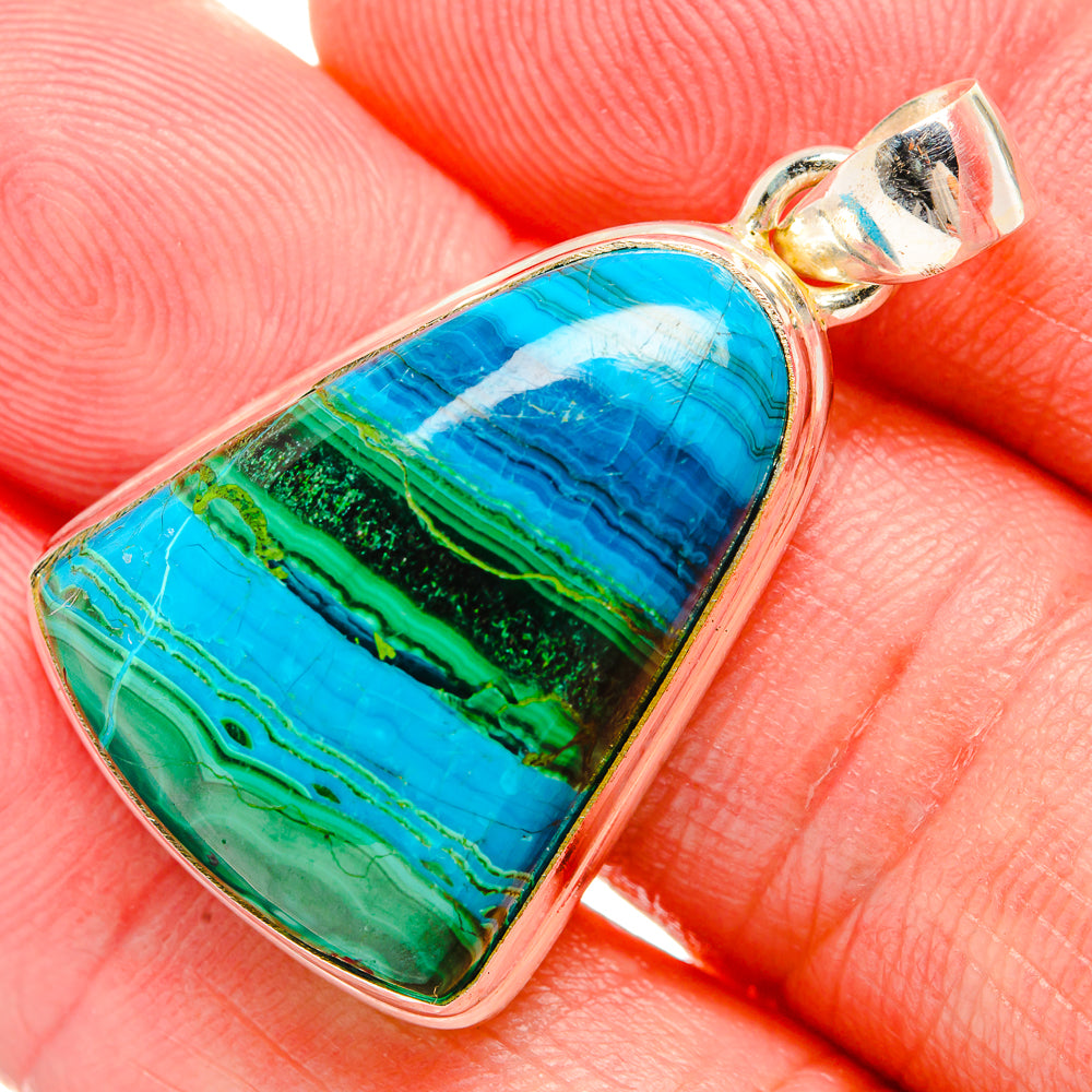 Malachite In Chrysocolla Pendants handcrafted by Anasilvercos - PD33822