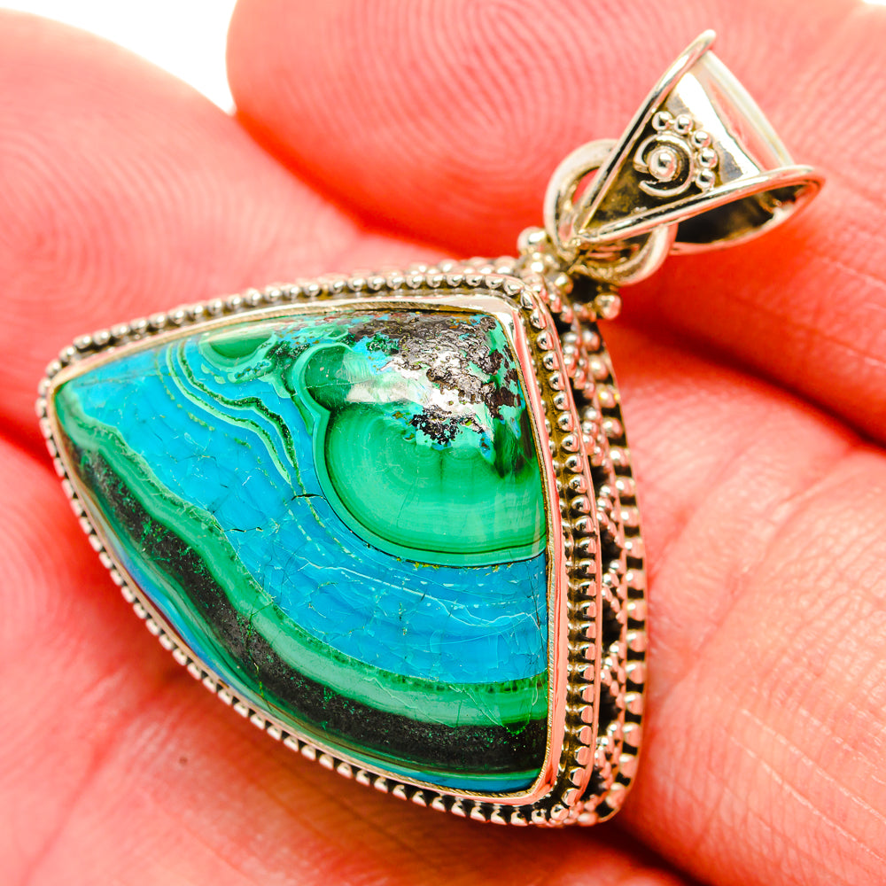 Malachite In Chrysocolla Pendants handcrafted by Anasilvercos - PD33823