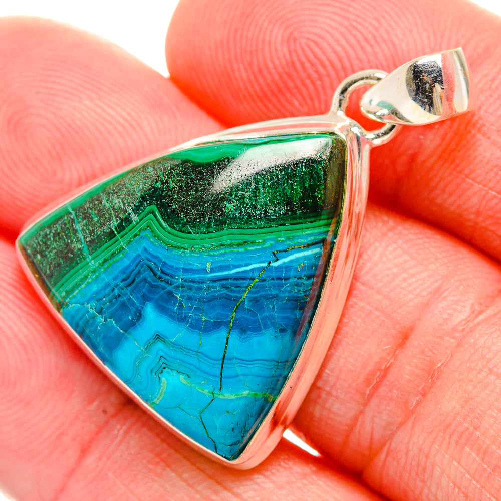 Malachite In Chrysocolla Pendants handcrafted by Anasilvercos - PD33830