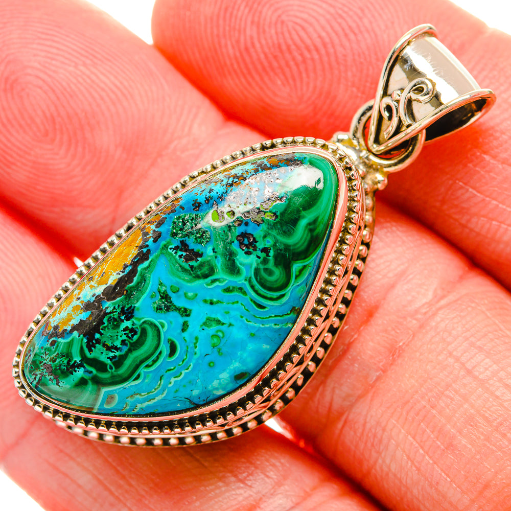 Malachite In Chrysocolla Pendants handcrafted by Anasilvercos - PD33834