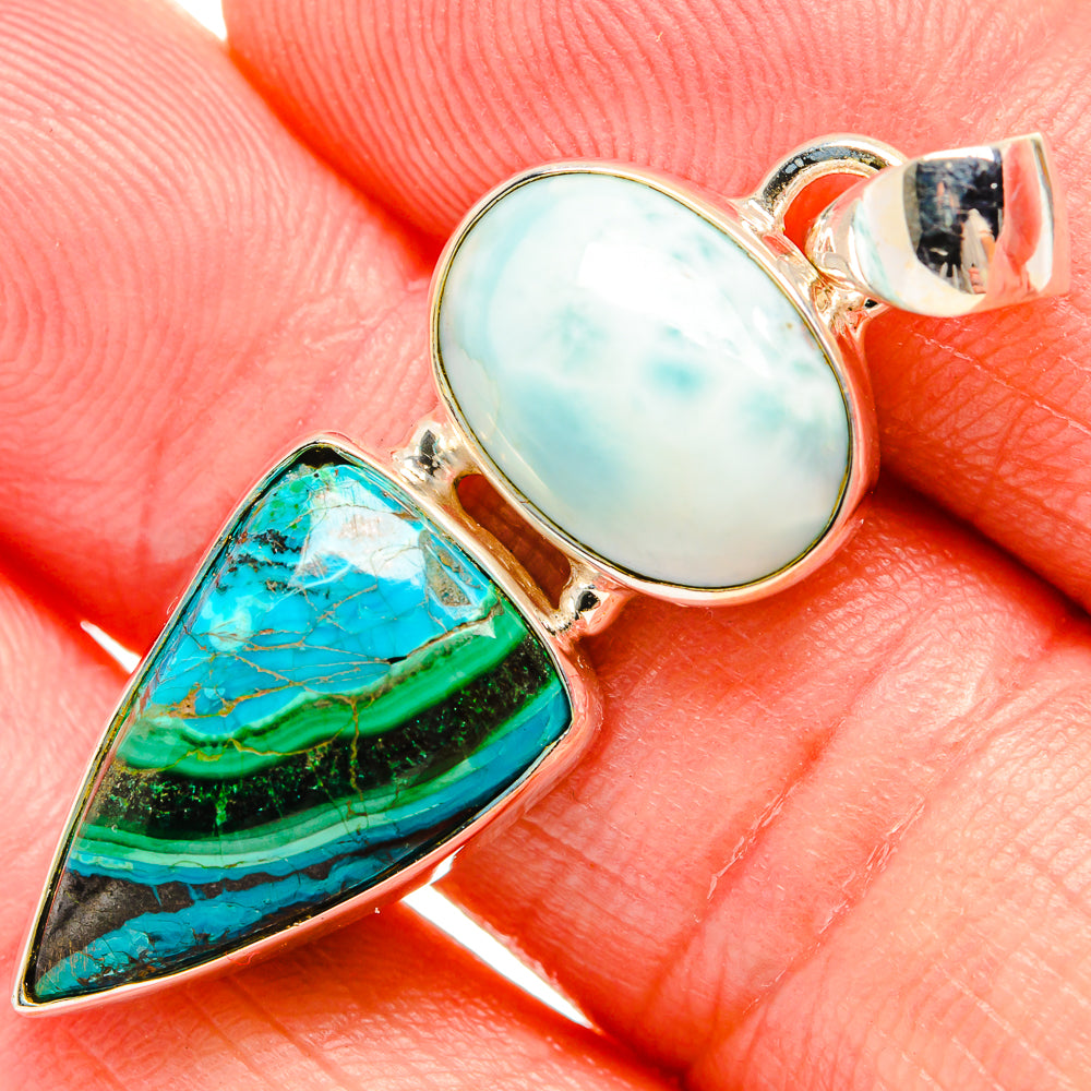 Malachite In Chrysocolla Pendants handcrafted by Anasilvercos - PD33837