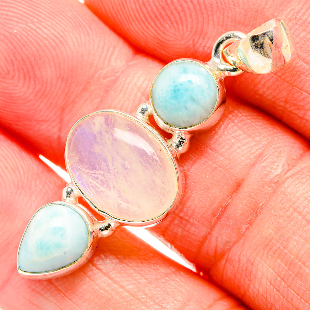Rainbow Moonstone Pendants handcrafted by Anasilvercos - PD33841