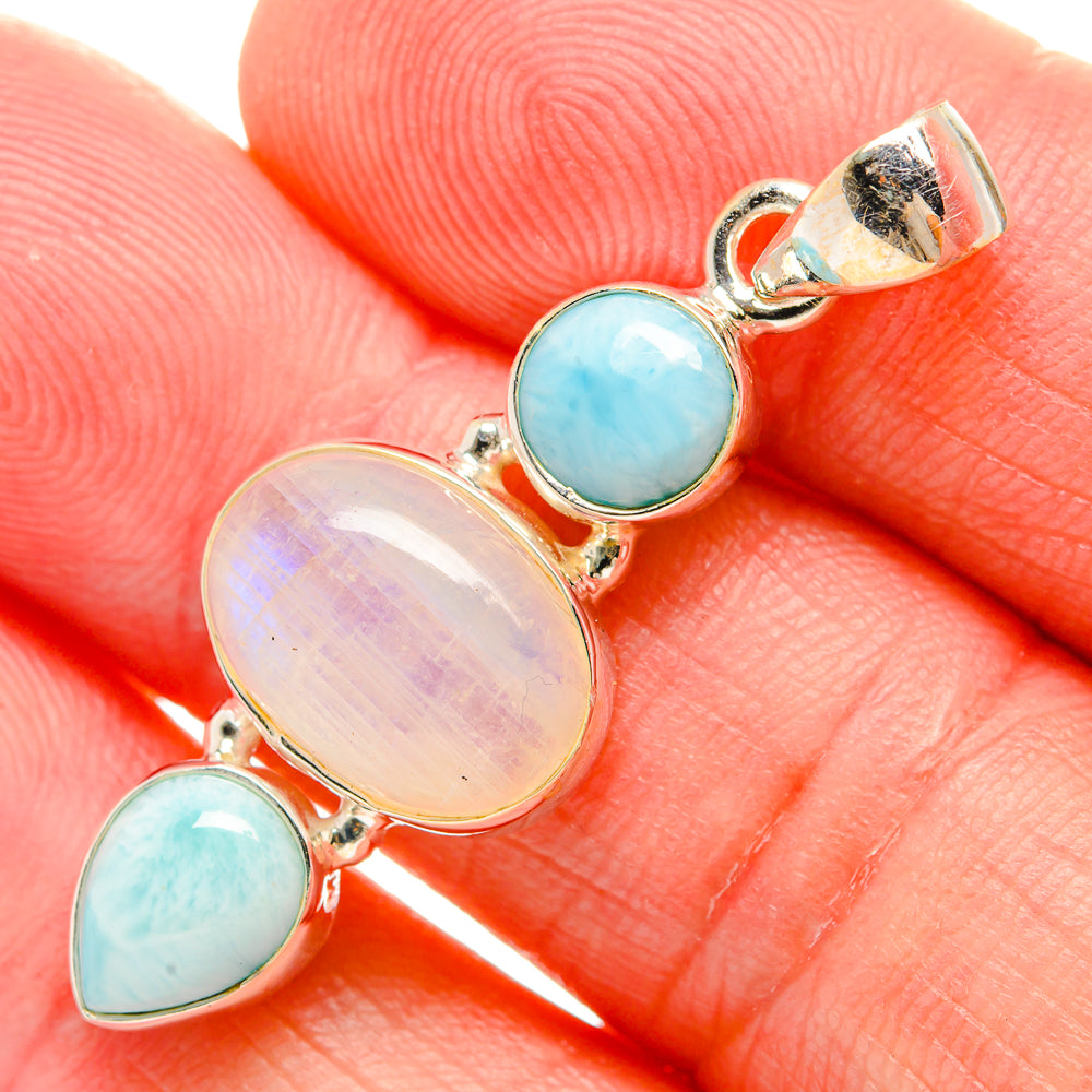 Rainbow Moonstone Pendants handcrafted by Anasilvercos - PD33842