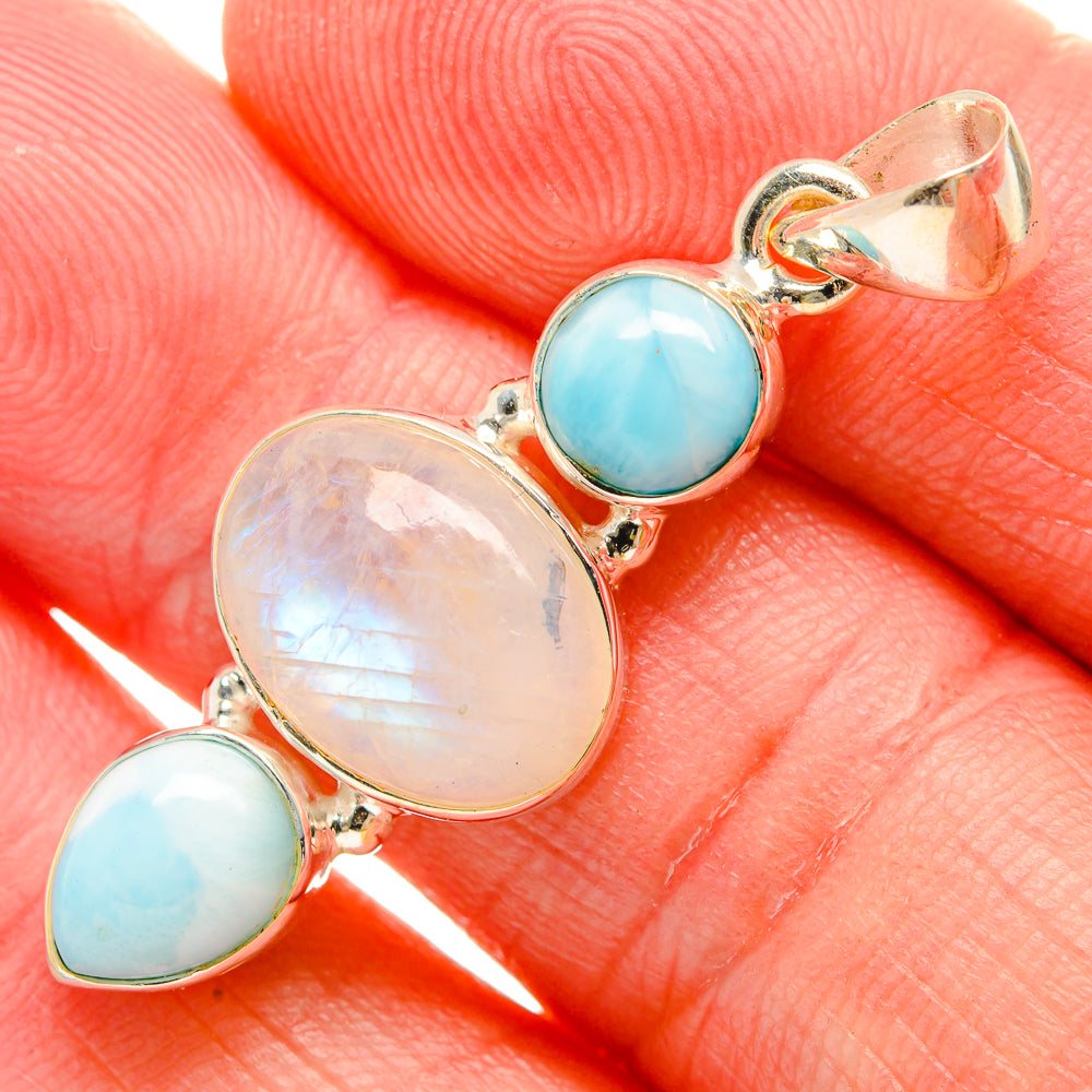 Rainbow Moonstone Pendants handcrafted by Anasilvercos - PD33843