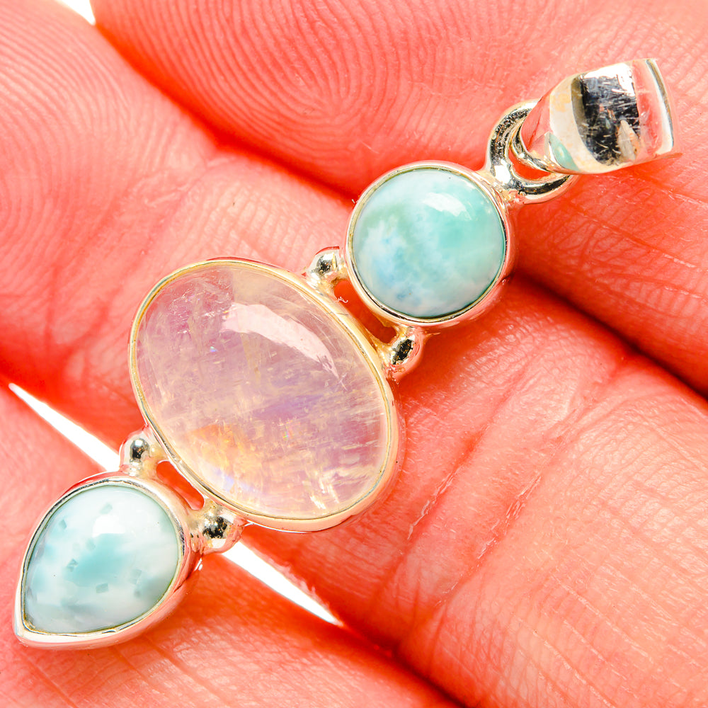 Rainbow Moonstone Pendants handcrafted by Anasilvercos - PD33844