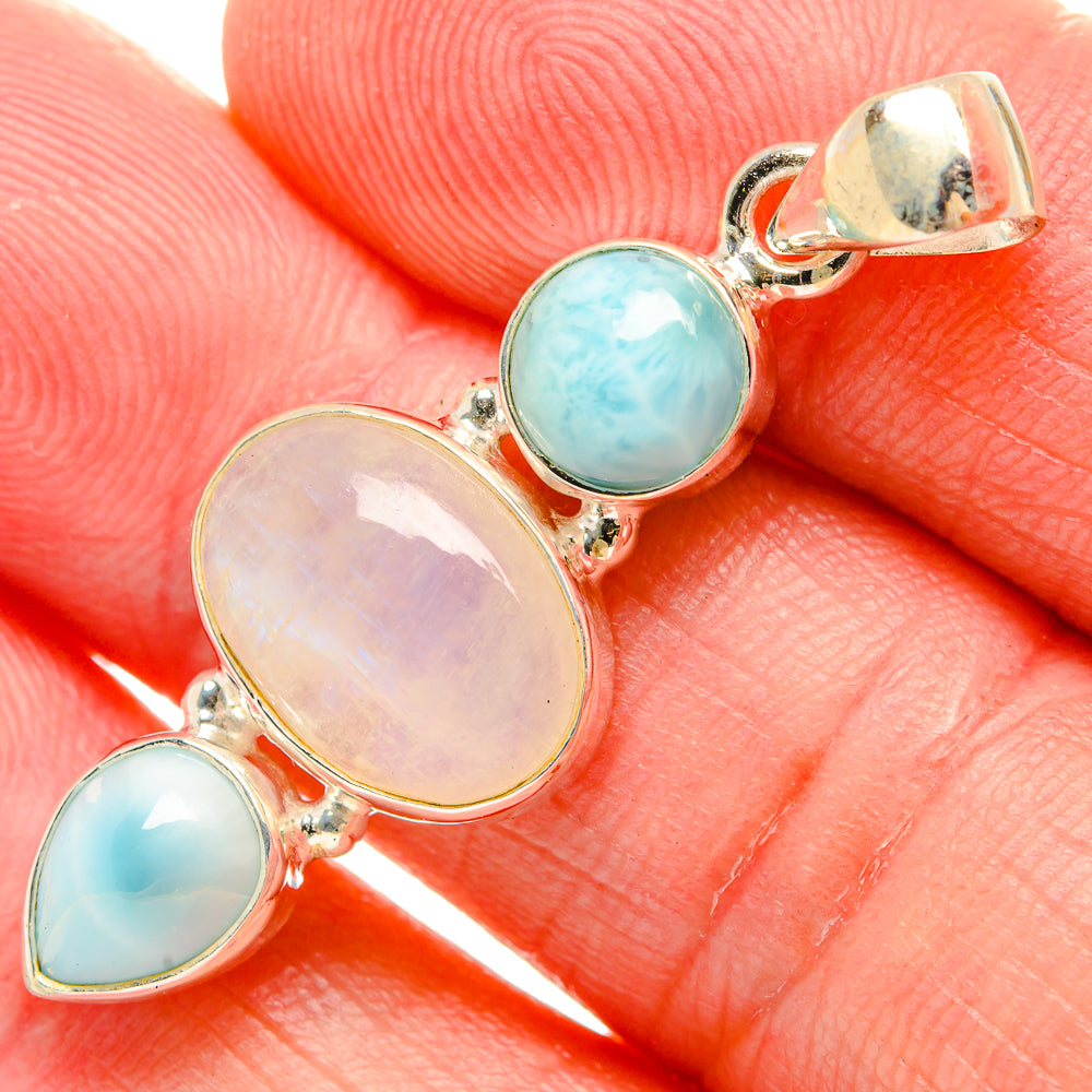 Rainbow Moonstone Pendants handcrafted by Anasilvercos - PD33845