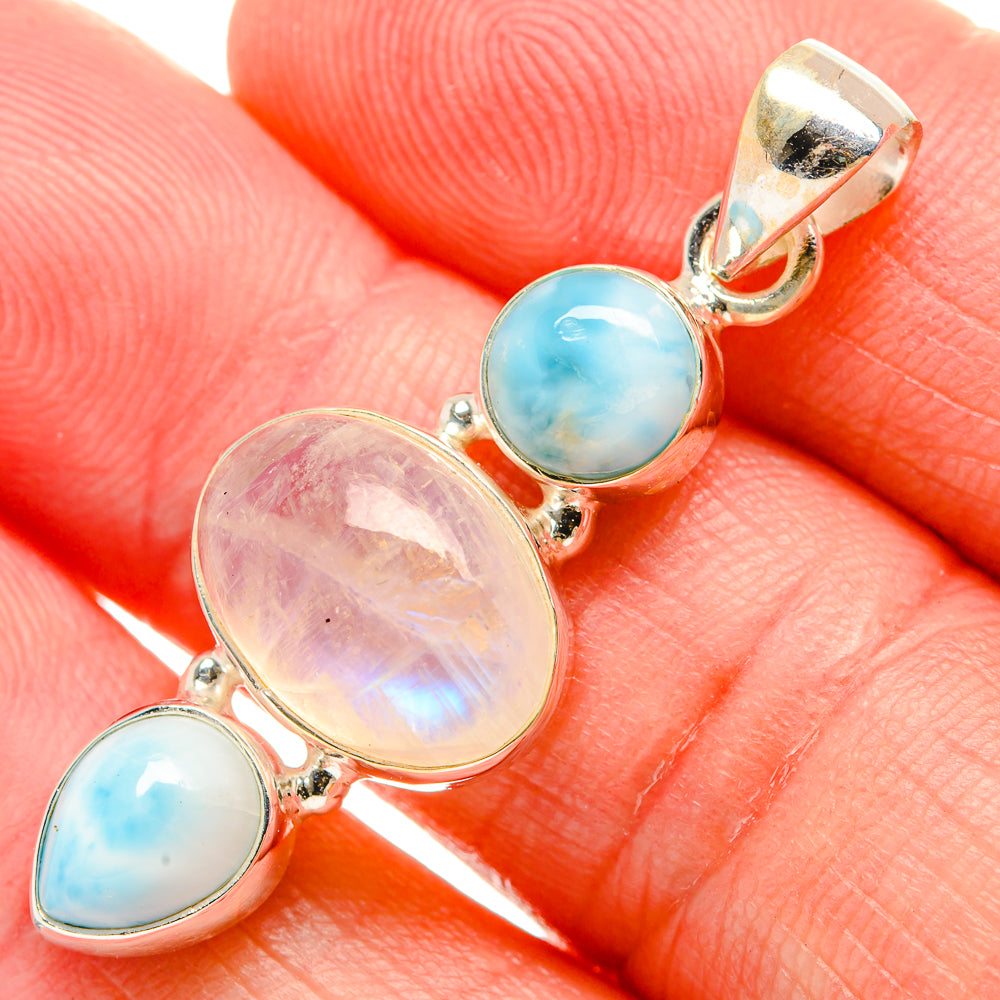 Rainbow Moonstone Pendants handcrafted by Anasilvercos - PD33852