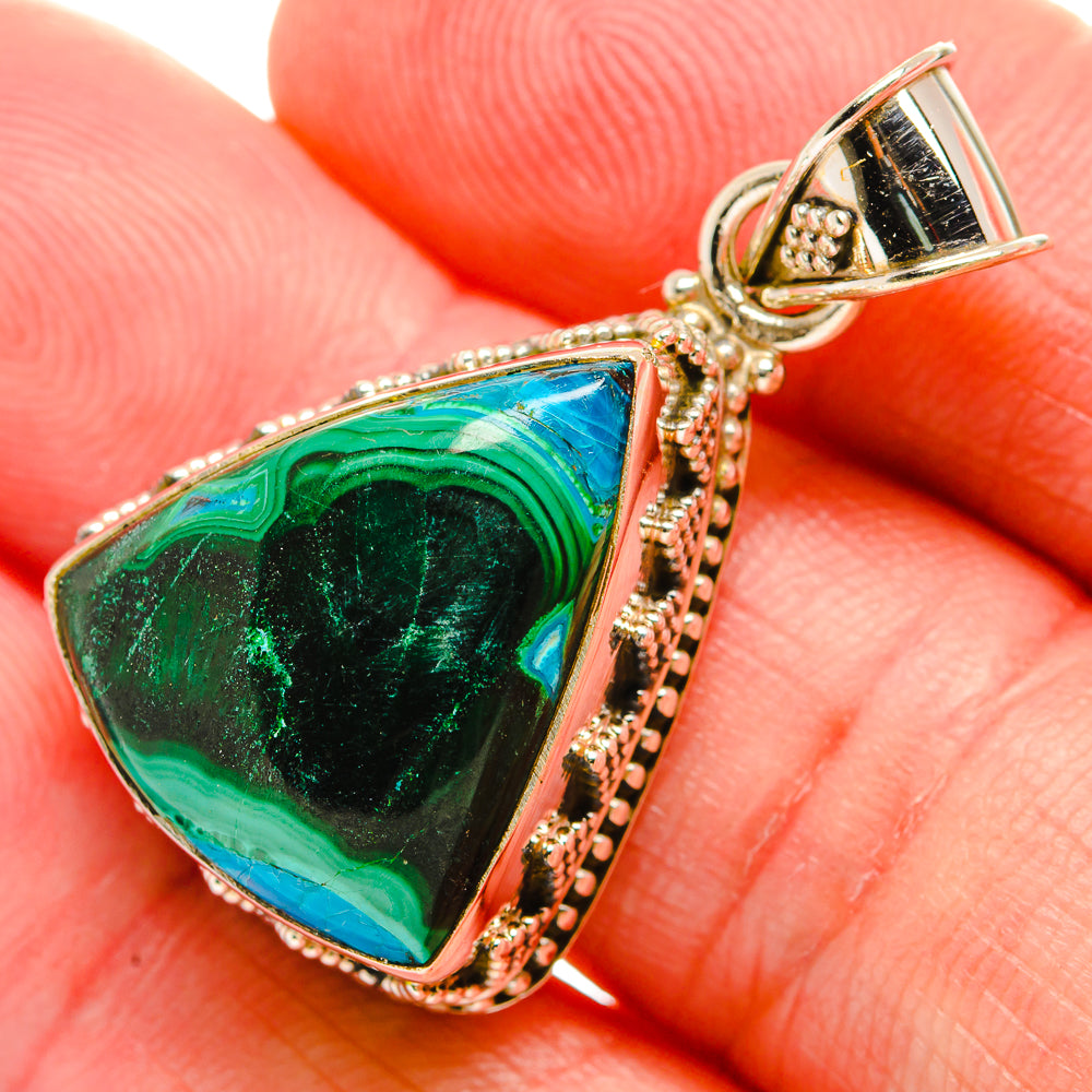 Malachite In Chrysocolla Pendants handcrafted by Anasilvercos - PD33858
