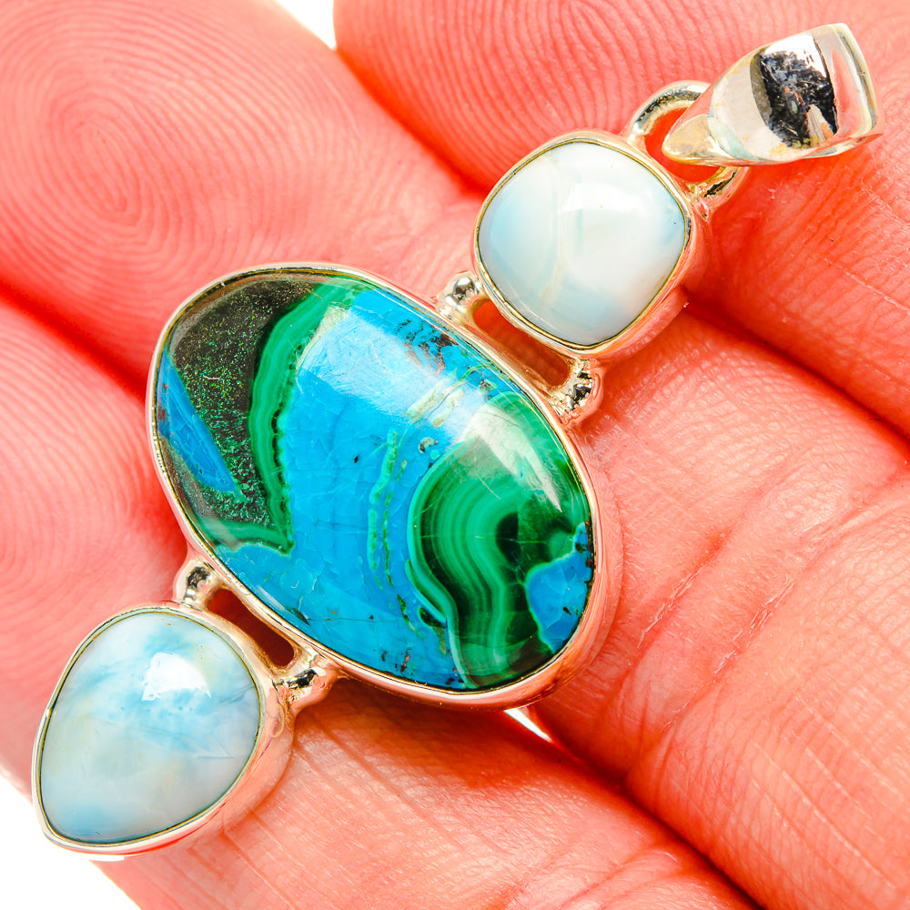 Malachite In Chrysocolla Pendants handcrafted by Anasilvercos - PD33861